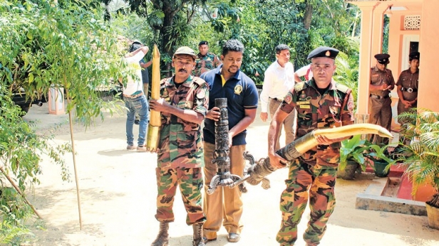 Elephant bone ornaments found in a home in Kandy